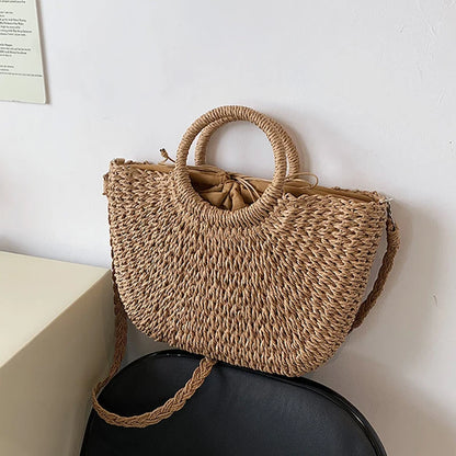 Luxury Woven Straw Bucket Bag