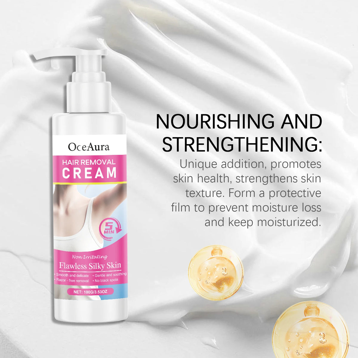 Painless Hair Removal Cream - Gentle Depilatory for Smooth & Silky Skin