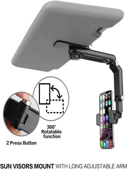 360° Rotating Car Sun Visor Phone Holder - Universal Hands-Free Mount