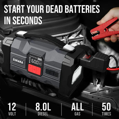 26800mAh Portable Car Jump Starter with 150PSI Air Compressor & Power Bank