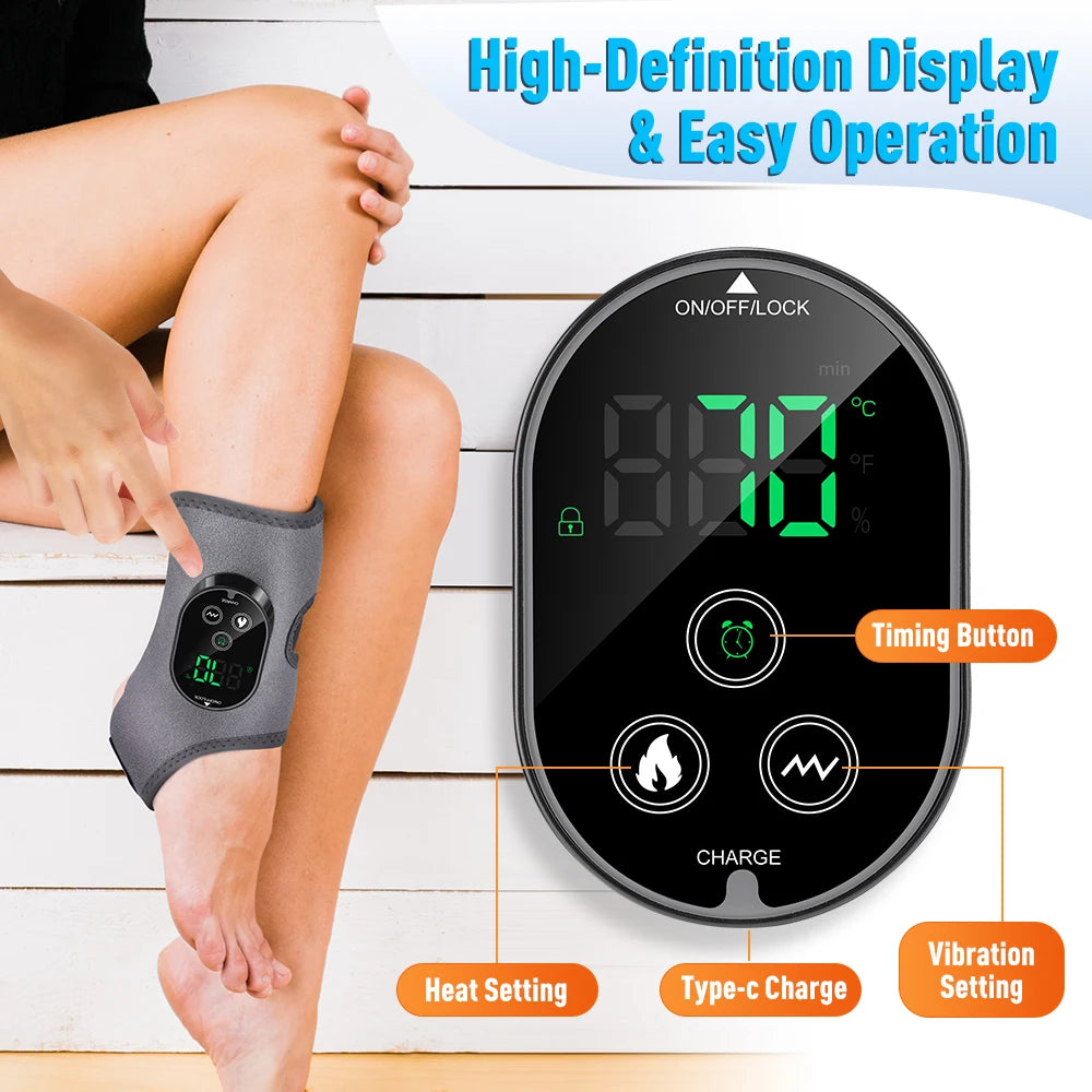 Electric Ankle & Calf Vibration Massager with Heat Therapy for Pain Relief - 5