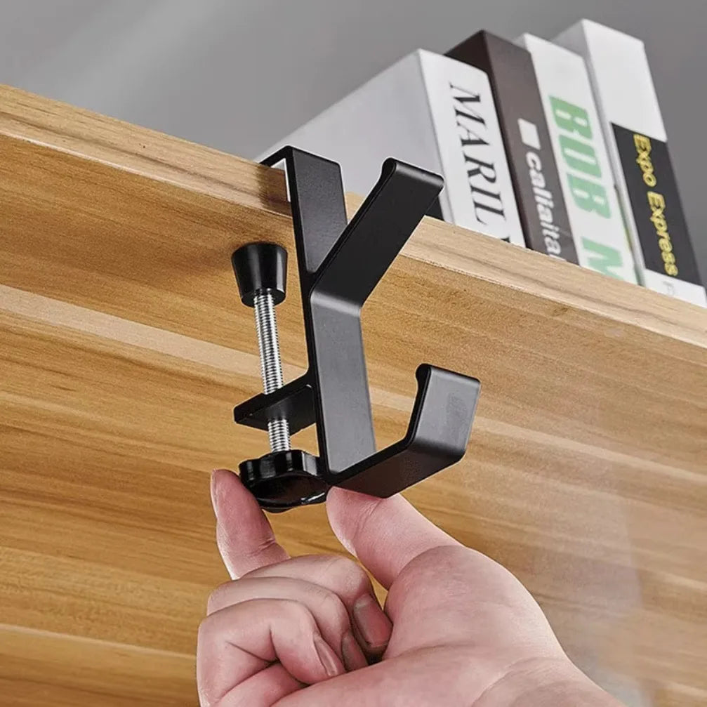 Universal Aluminum Desk Hook: Headphone Stand & Portable Bag Hanger