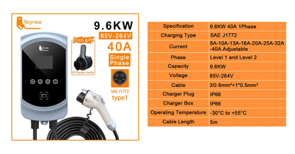 50A 12KW Type 1 EV Charging Station - Fast Home Electric Vehicle Charger