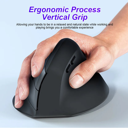 Wireless Ergonomic Vertical Mouse - Silent 6-Button Optical Gaming Mouse
