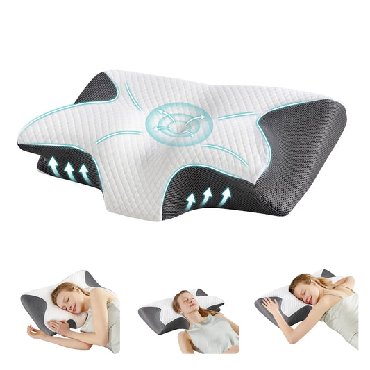 Ergonomic Memory Foam Cervical Pillow for Neck Pain Relief & Cooling