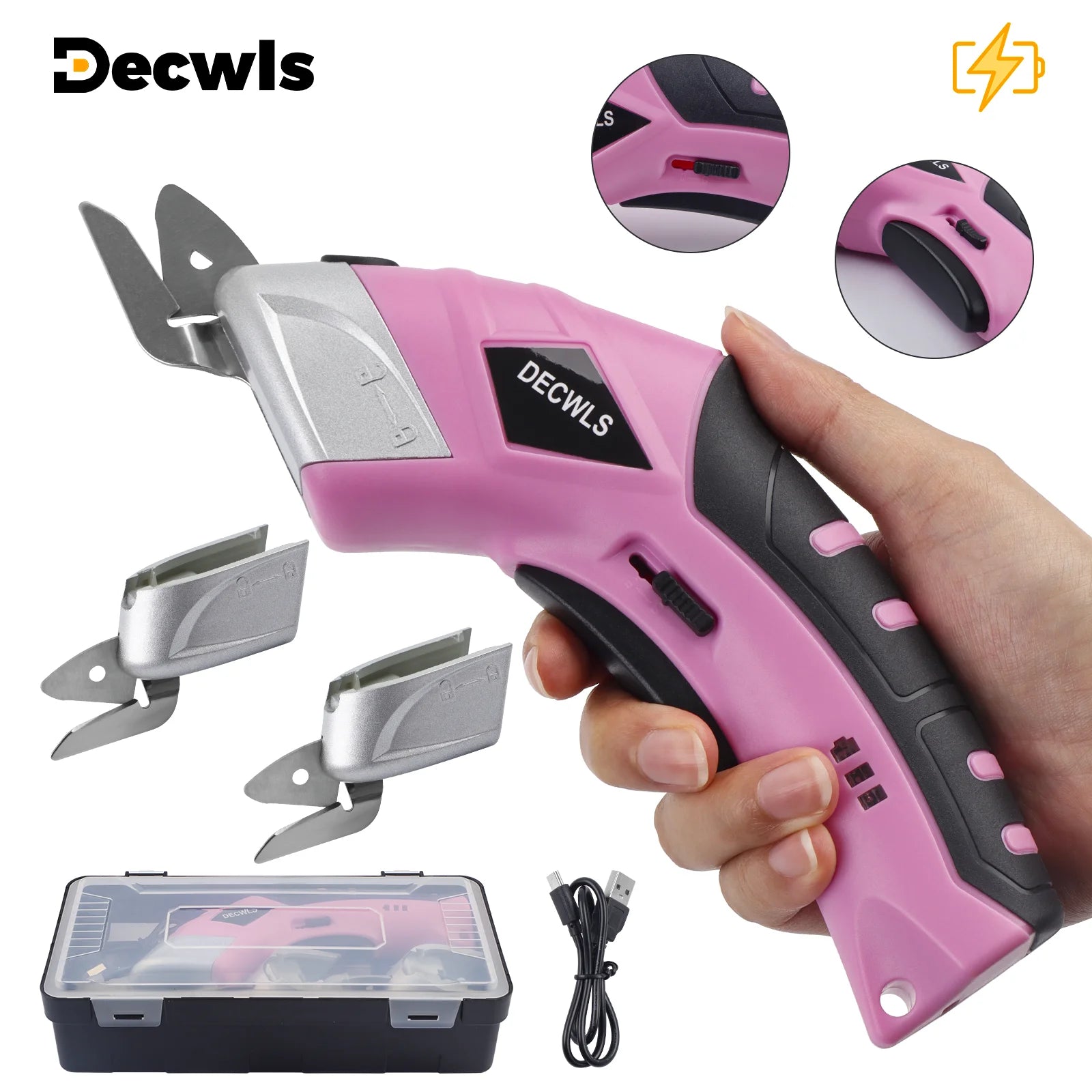 Cordless Electric Scissors for Fabric, Leather & Cardboard - Rechargeable Craft Cutter - 1