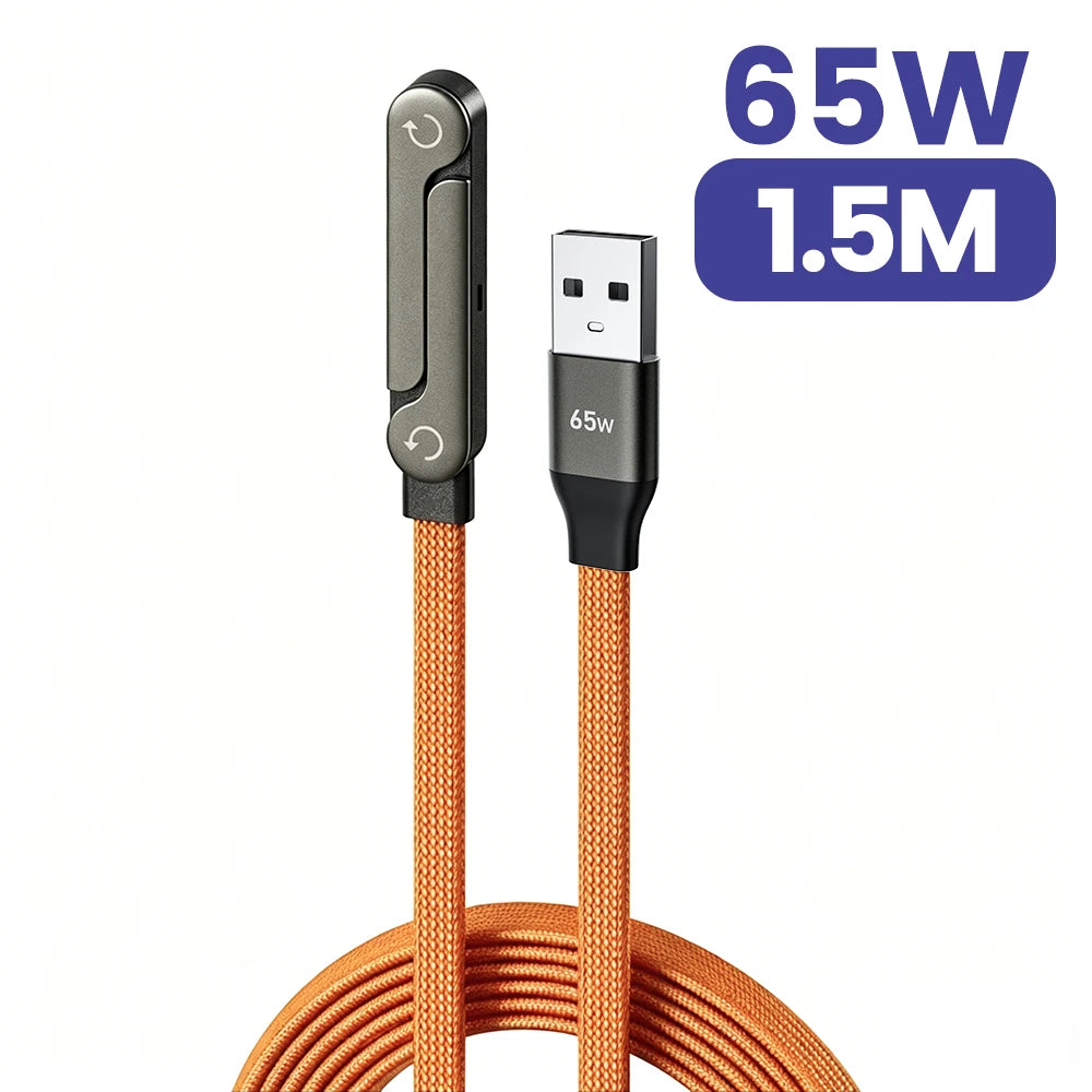 65W 2-in-1 Fast Charging Data Cable & Foldable Phone Desk Holder Stand - 16