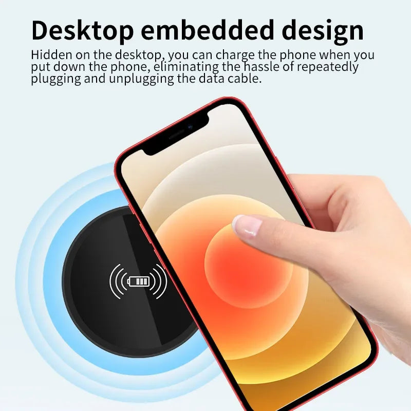 Invisible Desktop Wireless Fast Charger - 15W Embedded Charging Pad