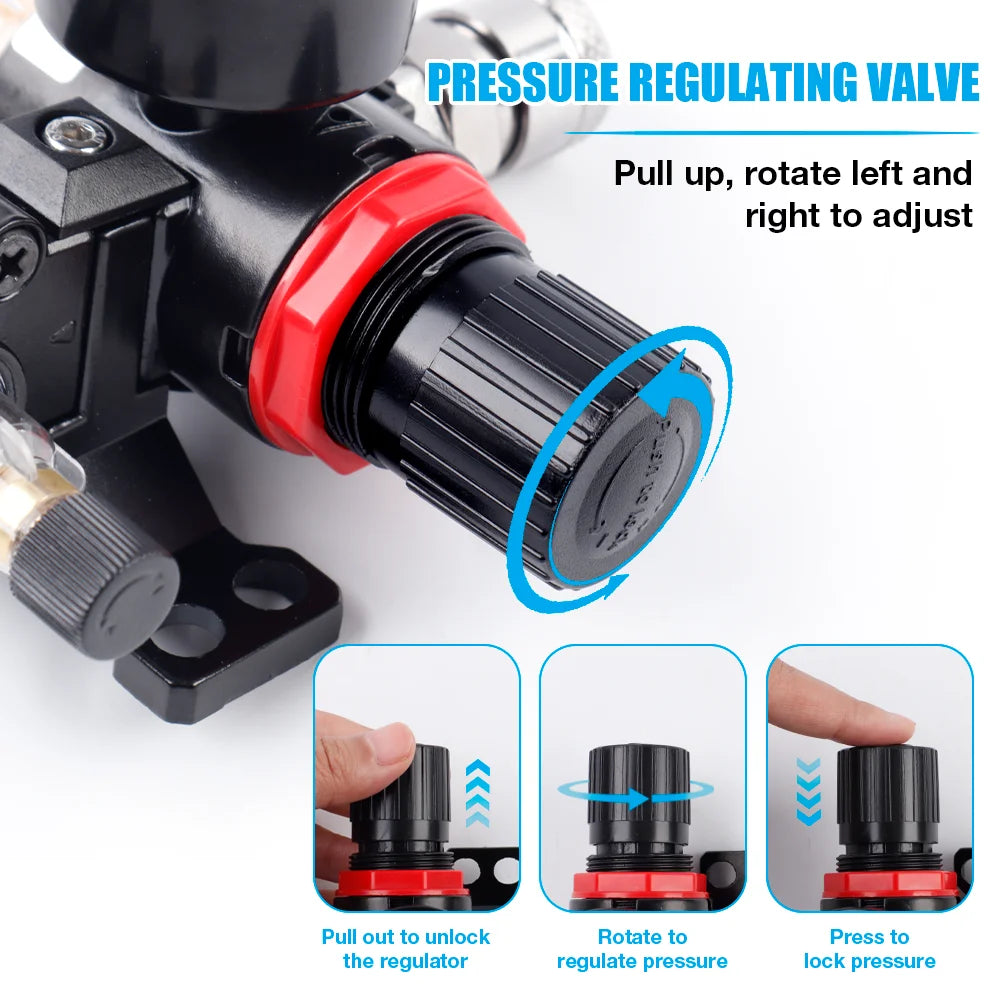 G1/4 Air Compressor Water Oil Separator - Filter Pressure Regulator & Lubricator