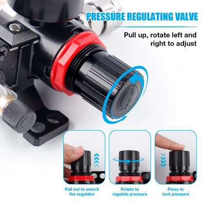 G1/4 Air Compressor Water Oil Separator - Filter Pressure Regulator & Lubricator