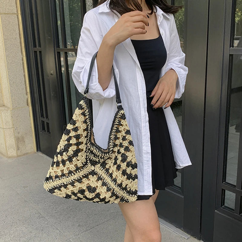 Luxury Woven Straw Beach Bag