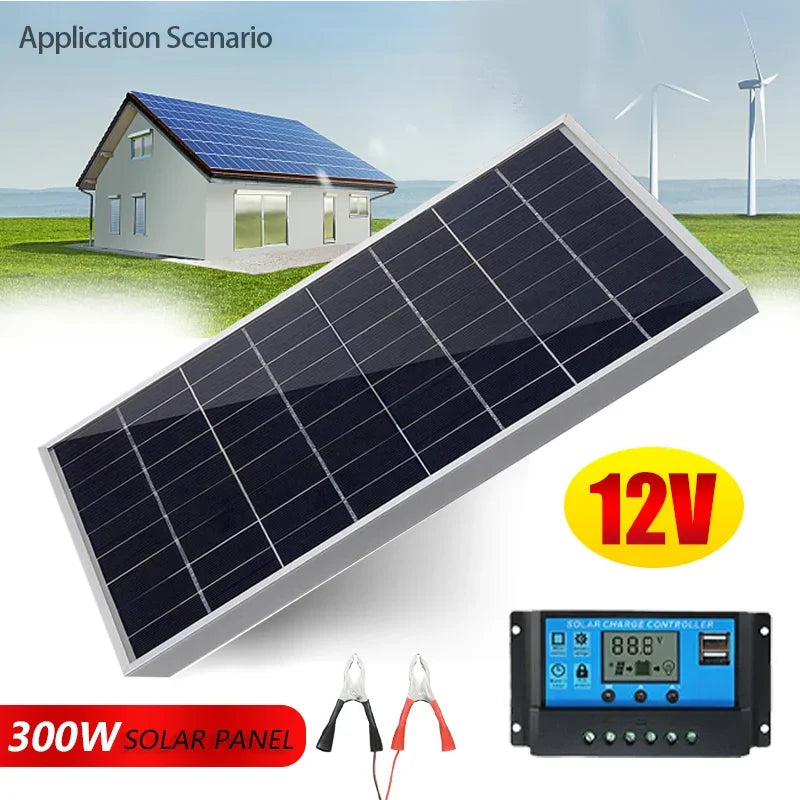 Portable 12V Solar Panel Charger - High Efficiency Outdoor Power Supply