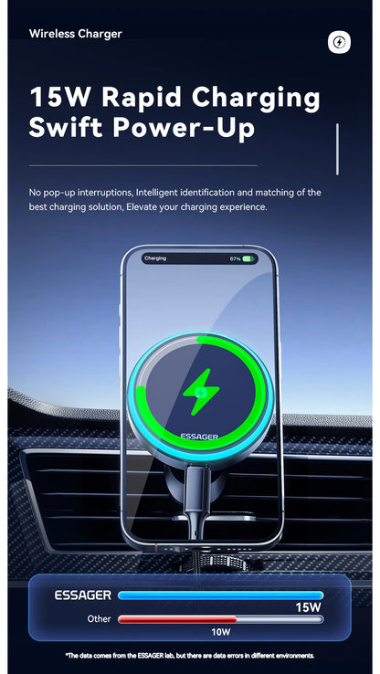 Magnetic Wireless Car Charger & Phone Holder for iPhone 16/15/14