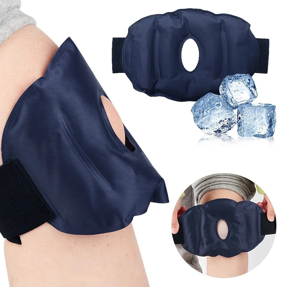 Adjustable Knee Ice Pack Wrap - Flexible Cold Therapy Gel Compression Brace - 10