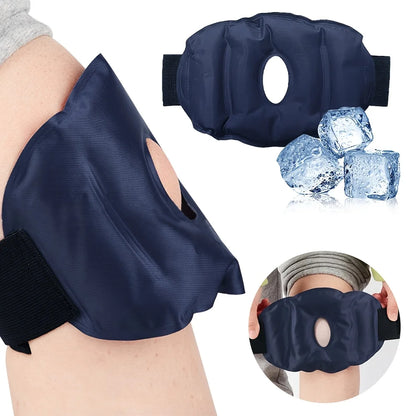 Adjustable Knee Ice Pack Wrap - Flexible Cold Therapy Gel Compression Brace