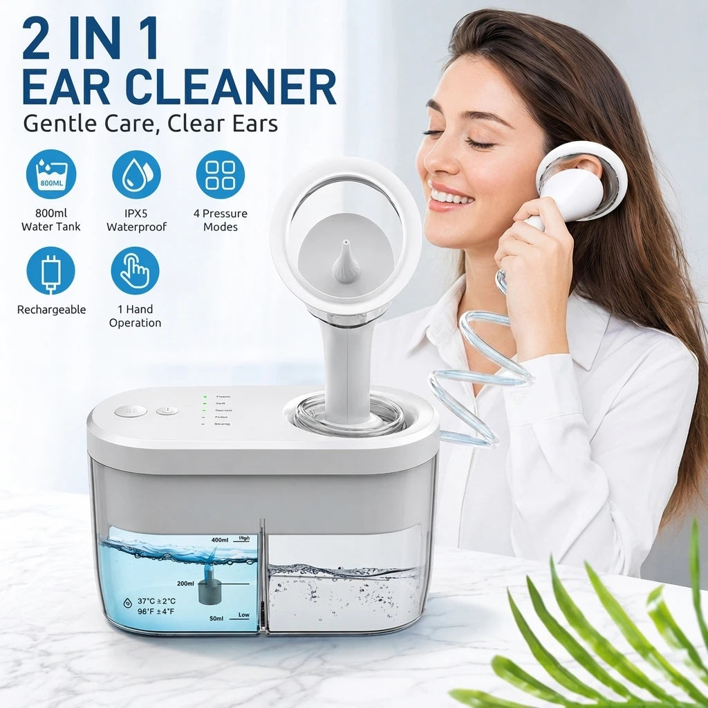 Electric Ear Wax Removal System - Waterproof Ear Irrigation Kit with 4 Pressure Modes - 1