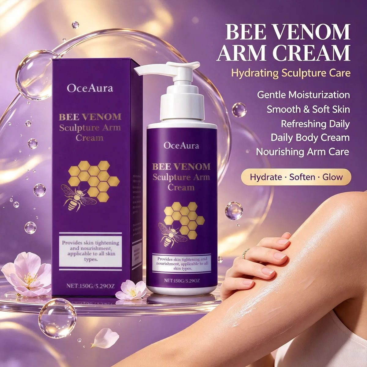 Bee Venom Firming Arm Cream - Anti-Sagging Body Sculpting & Moisturizing Lotion