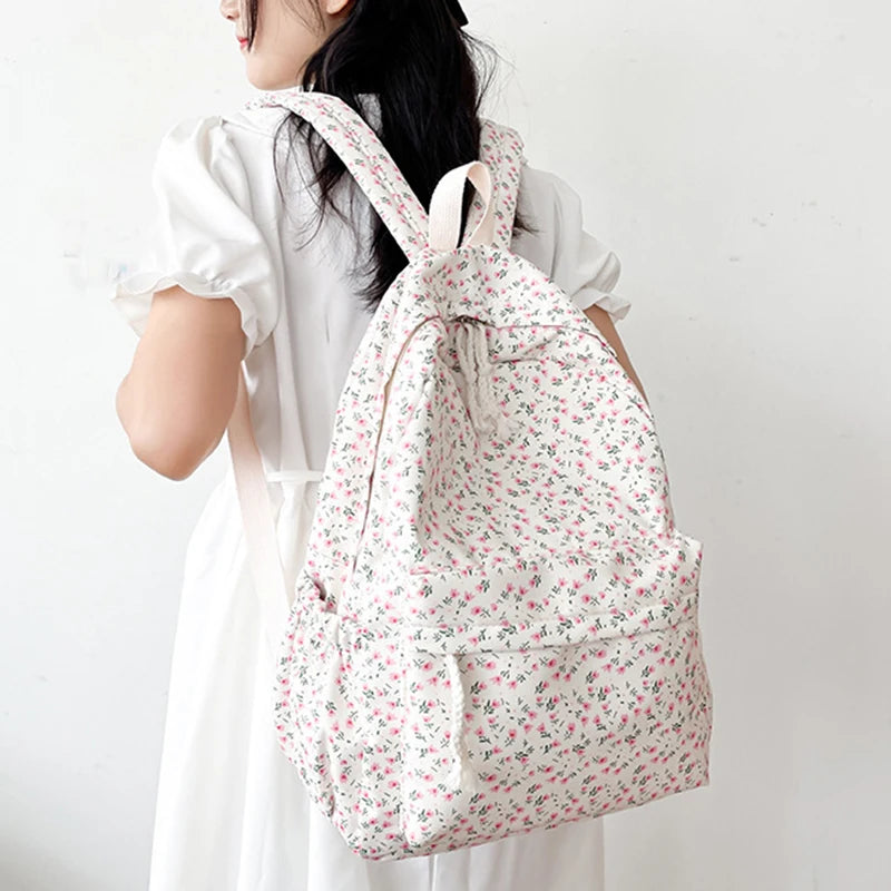 Luxury Floral Nylon School Backpack