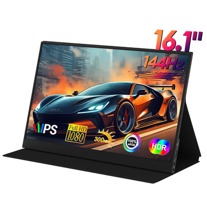 16.1" 144Hz Portable Gaming Monitor - 100% sRGB FHD Ultrathin IPS Display