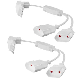 EU 3-Way Power Extension Cord - 90-Degree Flat Plug for Home & Travel - 12