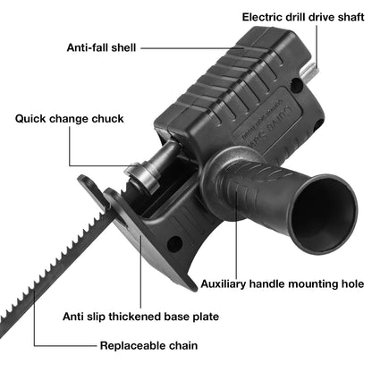 Electric Drill to Reciprocating Saw Adapter - Portable Jig Saw Attachment for Wood & Metal