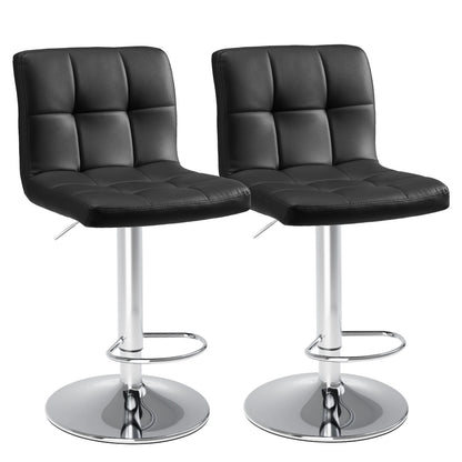 Set of 2 PU Leather Bar Stools - Comfortable Kitchen Counter Height Chairs