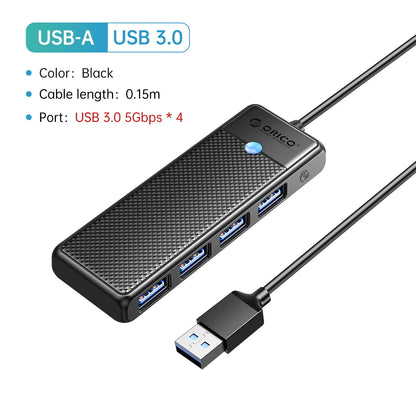 4-Port USB 3.0 Type-C Hub - Ultra-Slim High-Speed Data Expansion Adapter