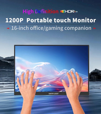 16" FHD Portable Touch Monitor IPS 1200P Display with Kickstand & VESA