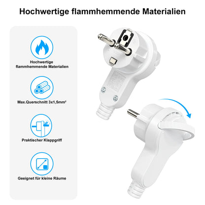 Ultra-Thin Folding Flat Plug 4000W - Space Saving Wall Power Connector