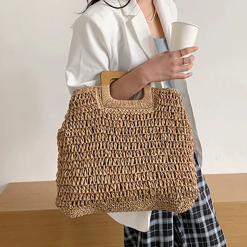 Luxury Woven Straw Beach Tote