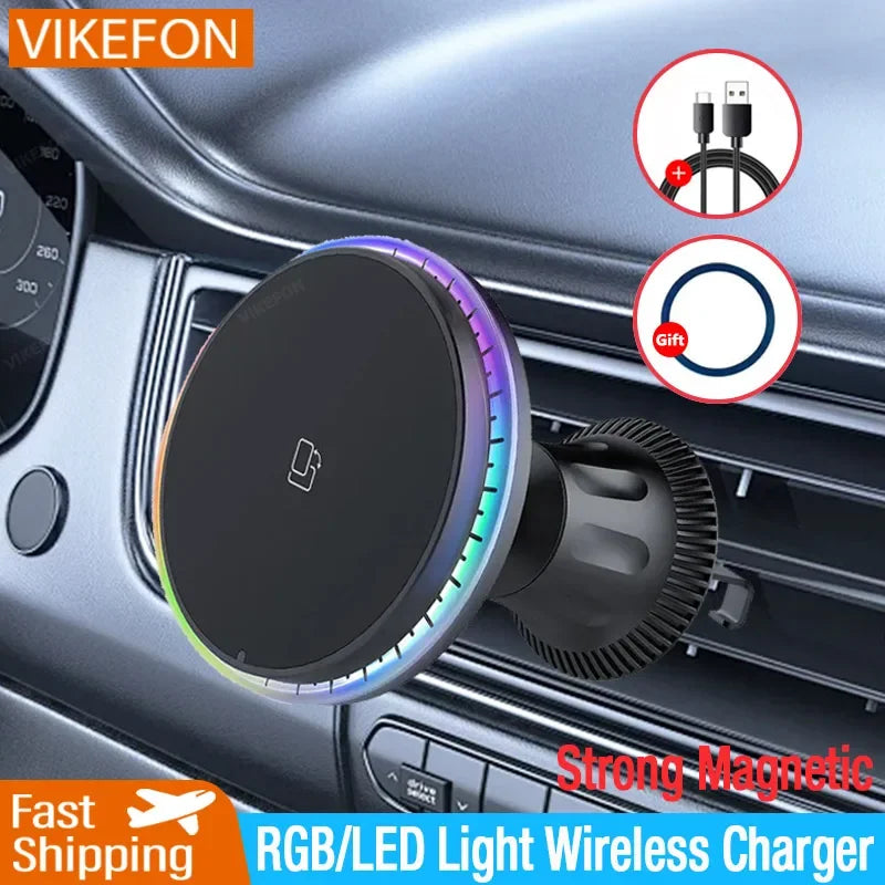 Magnetic Car Wireless Charger 15W Fast Mount for iPhone 12-16 Series - 1
