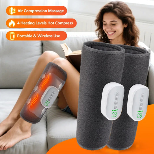 Wireless Air Compression Calf Massager with Heat Therapy for Leg Muscle Relaxation