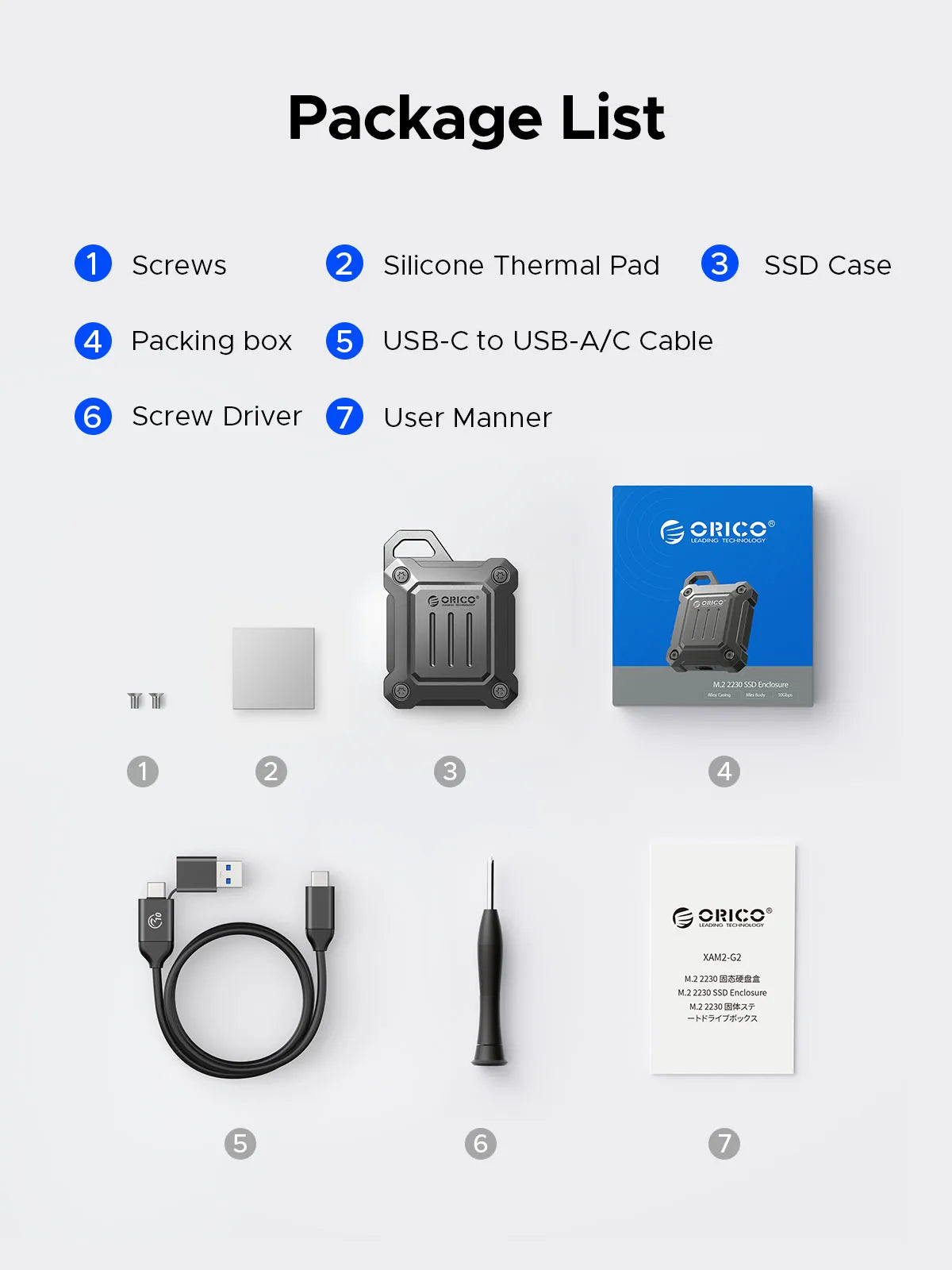 M.2 NVMe SSD Enclosure 2230 - 10Gbps Portable External USB-C Case - 13