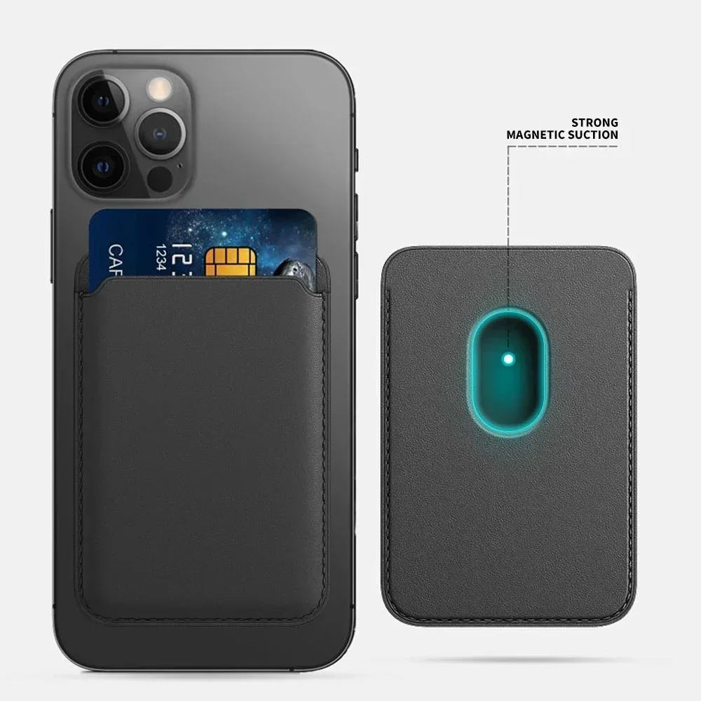 Magnetic Leather Wallet Case for iPhone & Samsung - Slim Card Holder Cover - 3