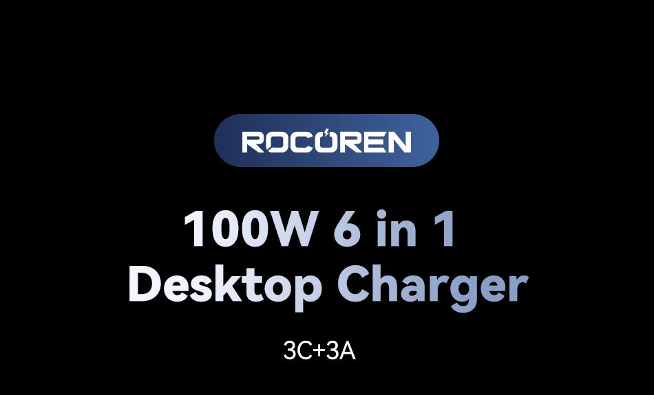 100W GaN 6-Port Desktop Fast Charger - Universal Multi-Device Charging Station - 7