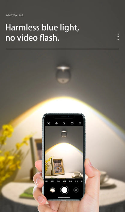 Wireless Motion Sensor LED Wall Light - Rechargeable Type-C Dimmable Indoor Lamp