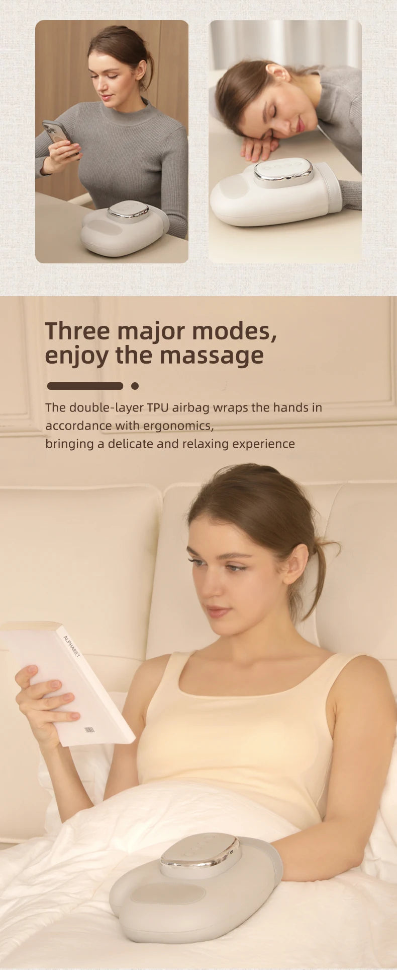 Electric Hand Massager with Finger Stretching & Heat Therapy