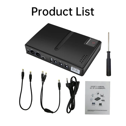 Mini DC UPS Battery Backup for Routers, Modems & Cameras 5V/9V/12V