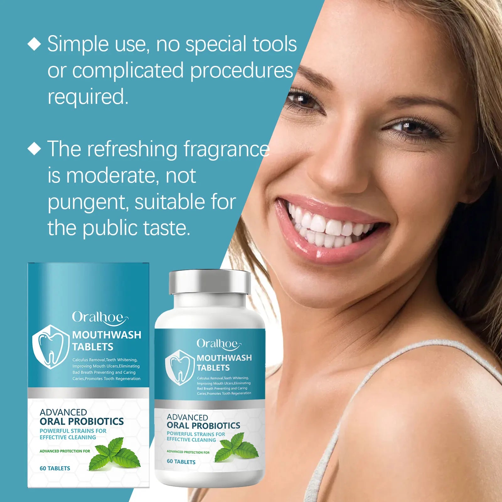 Probiotic Teeth Whitening Mouthwash Tablets for Fresh Breath & Oral Care - 11