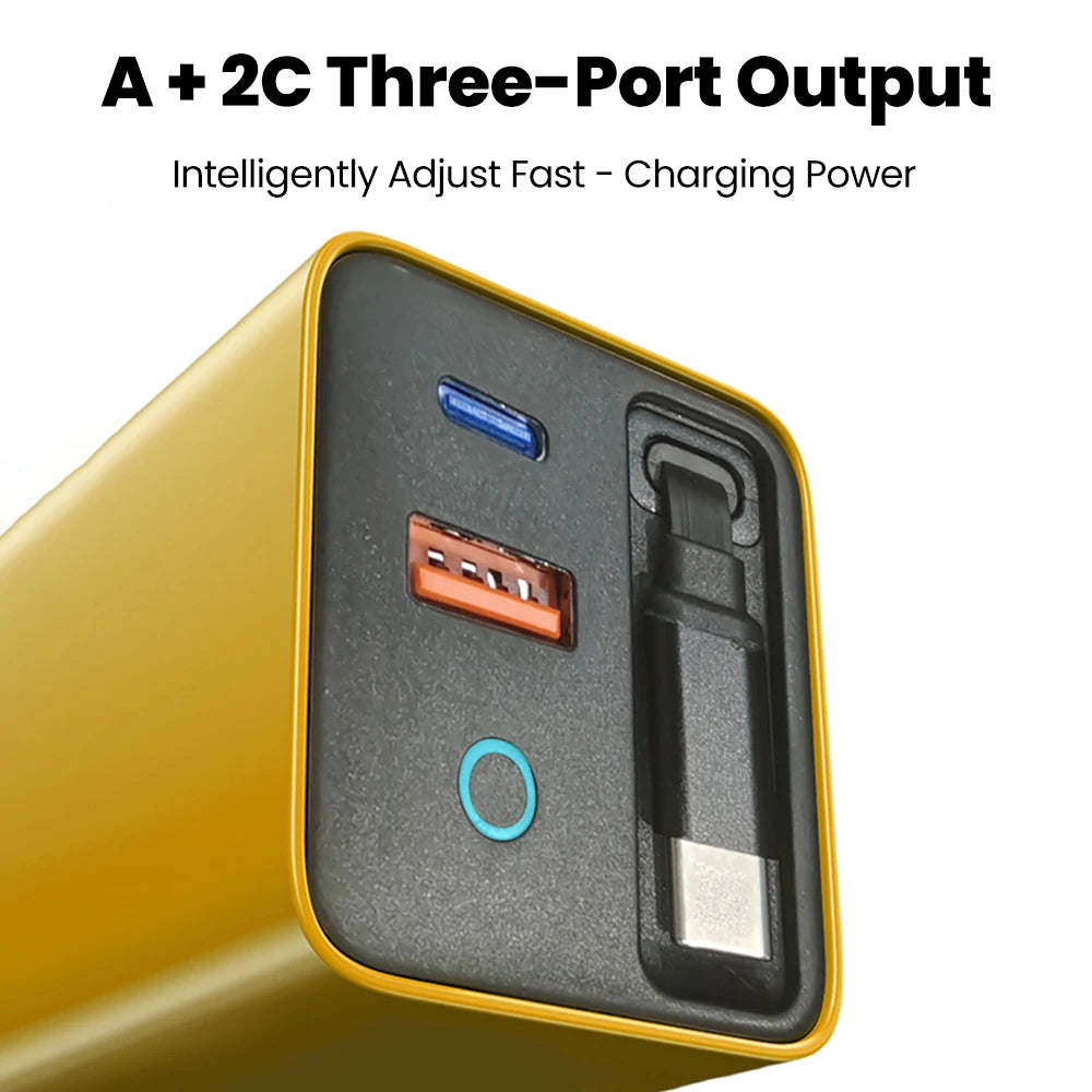 80W Fast USB-C Car Charger with Retractable Cable for iPhone & Laptop