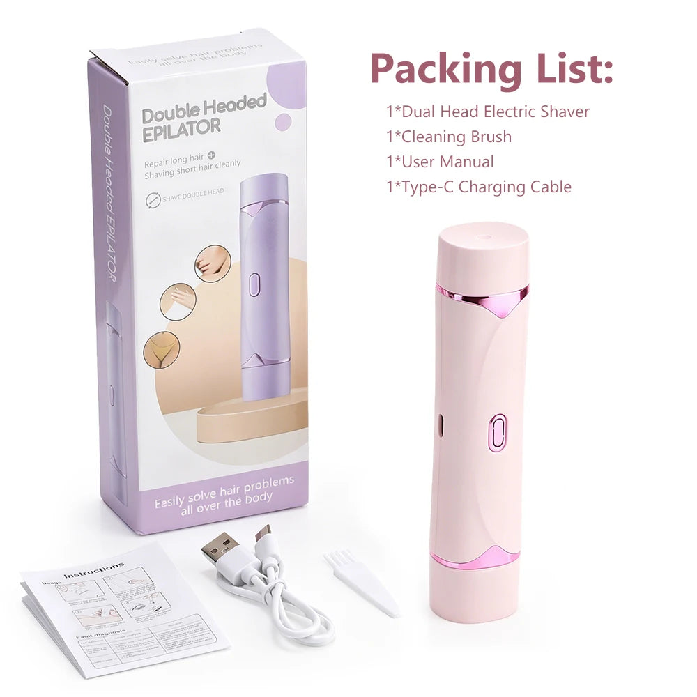 2-in-1 Dual-Head Electric Women’s Hair Trimmer & Shaver for Sensitive Skin