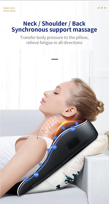 Electric Neck & Back Massage Pillow with Heat & Deep Tissue Kneading