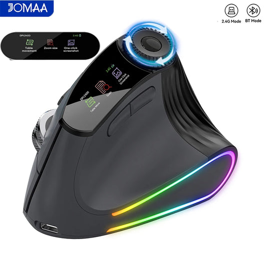 Ergonomic Wireless Vertical Mouse with RGB Backlight & Precision Knob