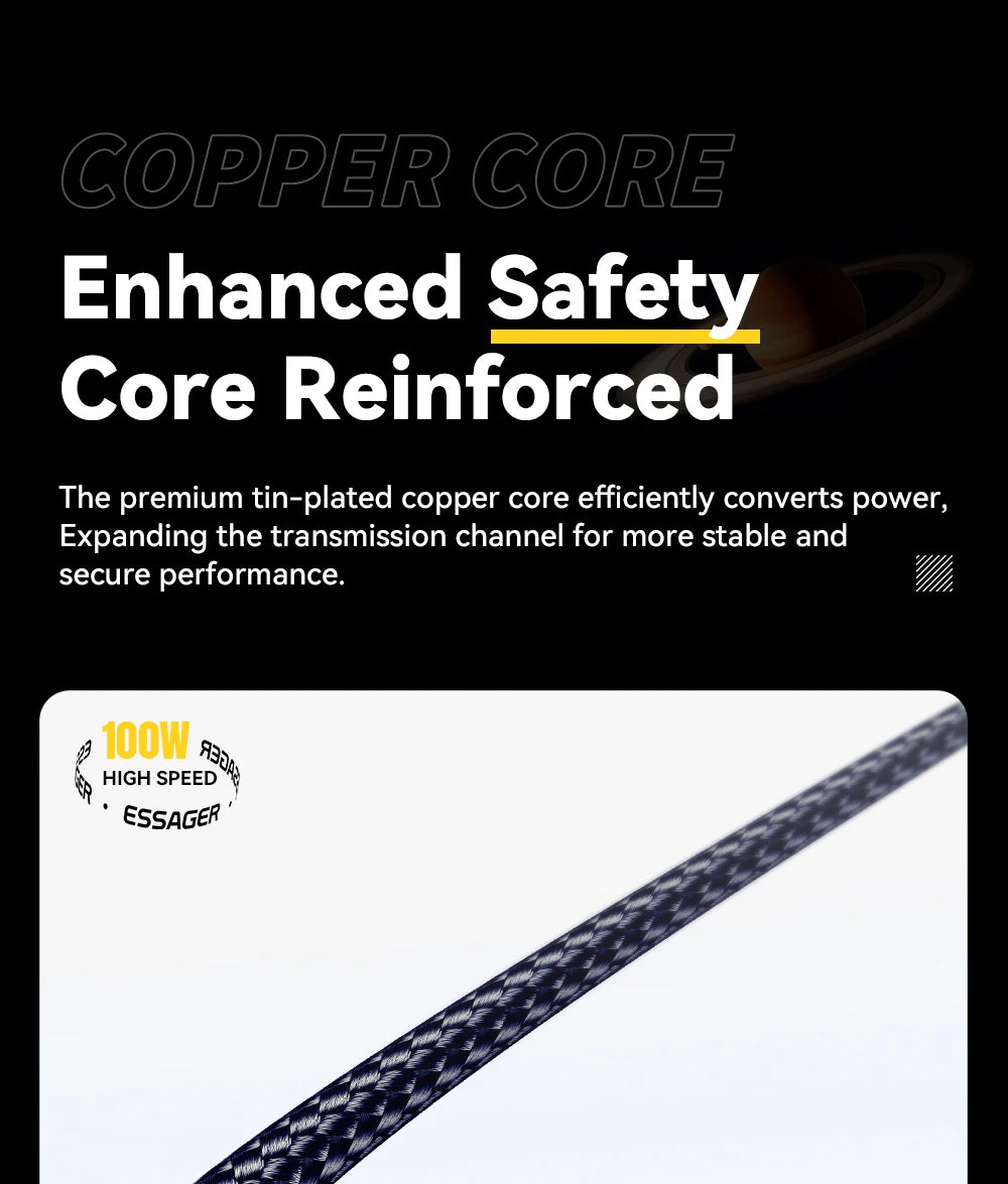 100W USB-C to USB-C Fast Charging Cable with LED Display