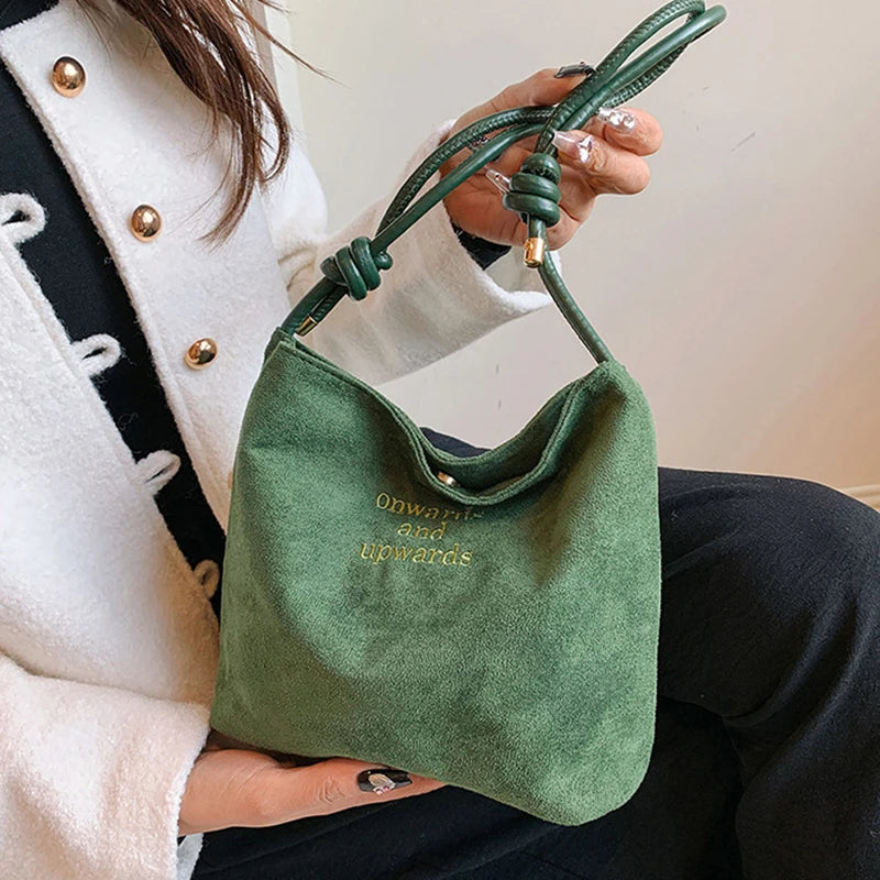 Luxury Retro Suede Shoulder Bag