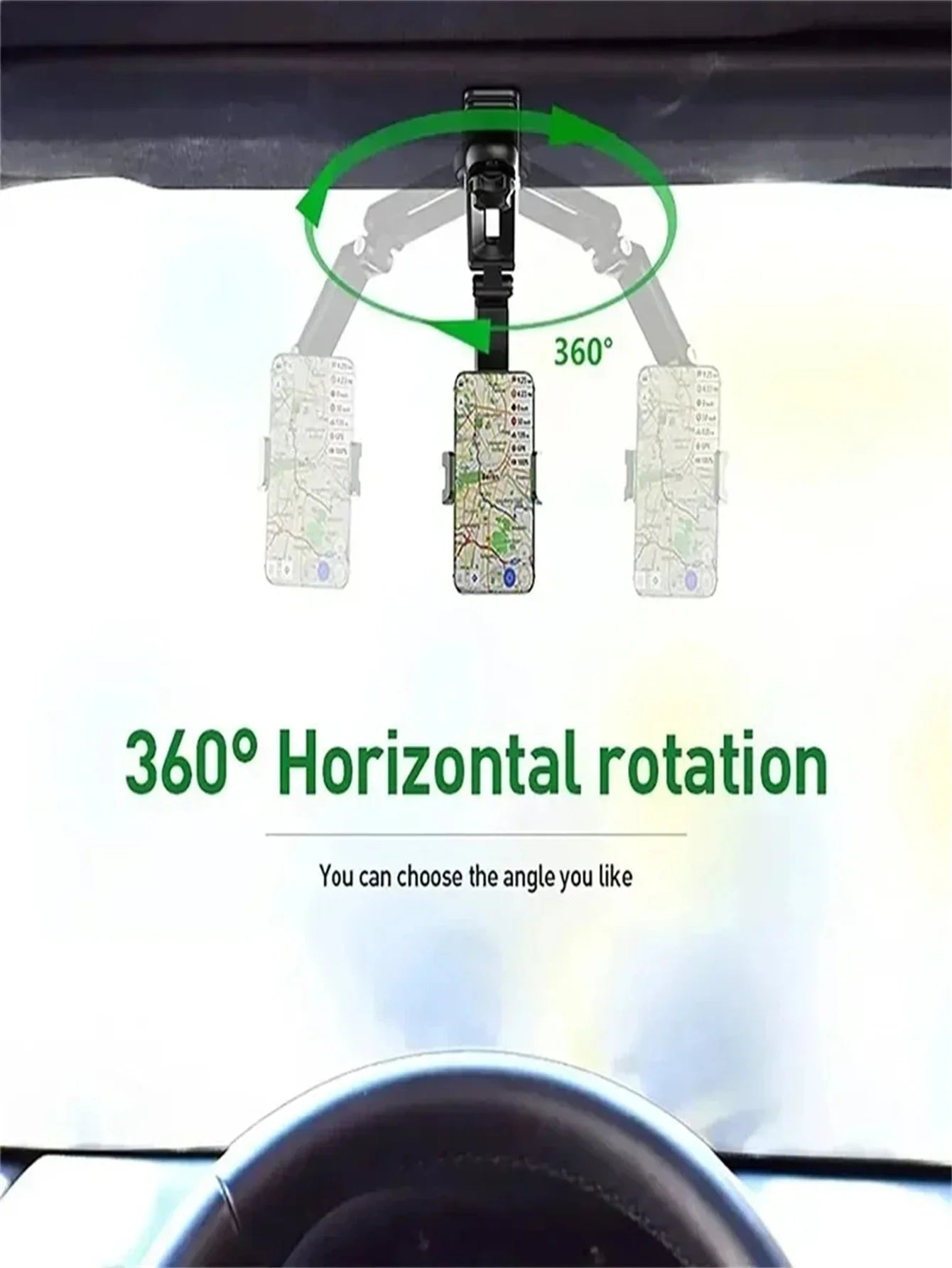 360° Rotating Car Sun Visor Phone Holder - Universal Hands-Free Mount - 14