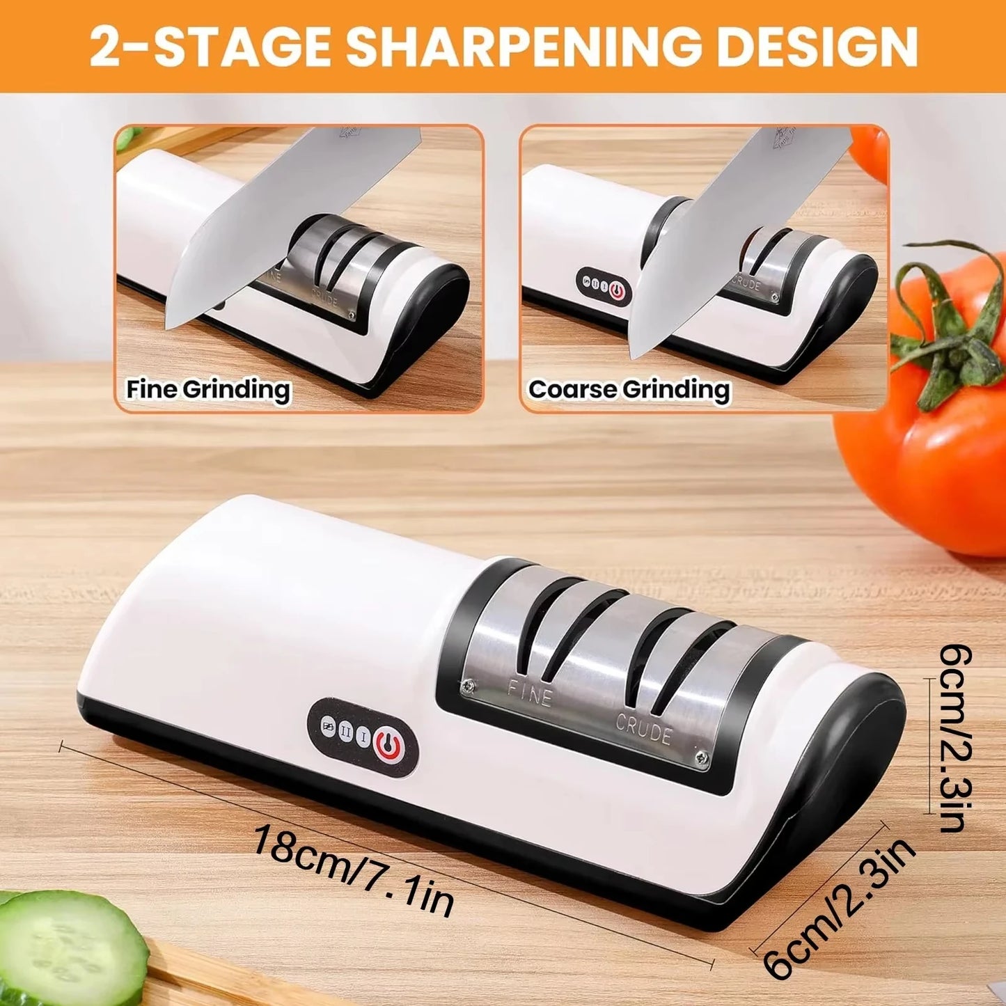 Rechargeable Electric Knife Sharpener - Portable 2-Stage Kitchen Tool