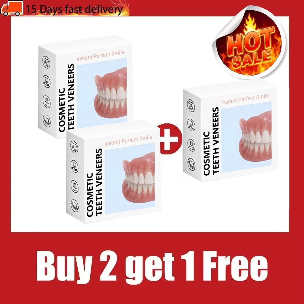 Natural Feel Silicone Denture Set - Comfortable Fit Upper & Lower False Teeth - 7