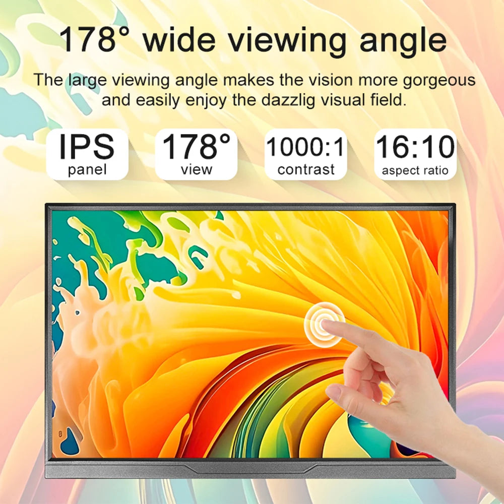 14" Portable Touchscreen Monitor 1200P IPS USB-C External Display
