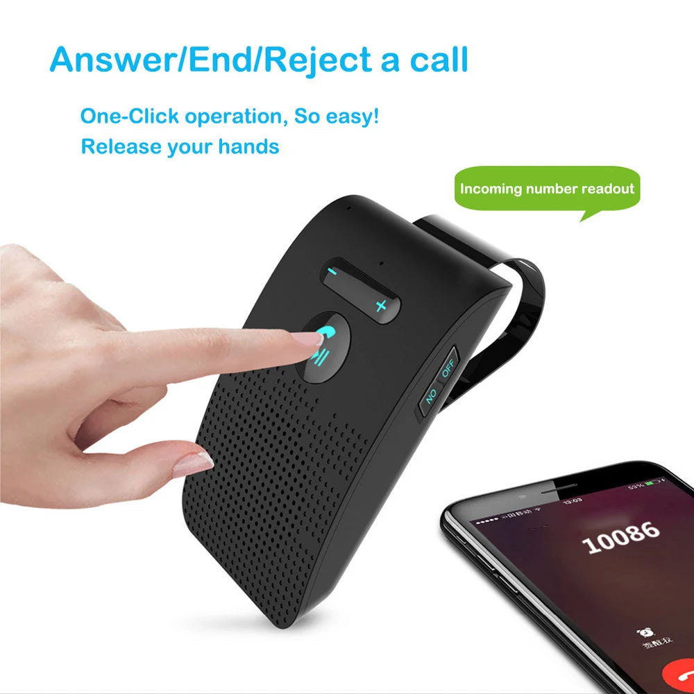 Bluetooth 5.0 Handsfree Car Kit - Wireless Sun Visor Speakerphone with Noise Cancelling - 5